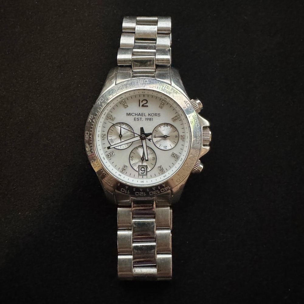 Michael Kors Silver Watch with White Dial
